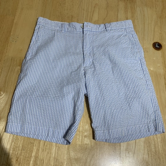 Vineyard Vines Breaker Blue/White Striped Flat Front Chino Shorts Mens 30 EUC! - Picture 1 of 7
